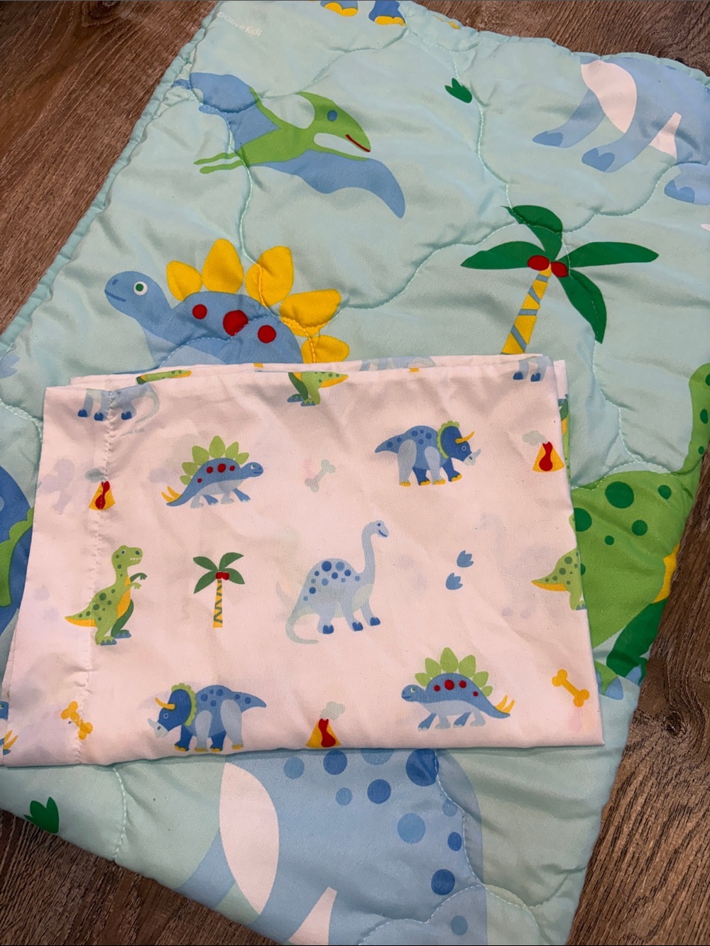 Dinosaur Print Crib Quilt and Pillow Case